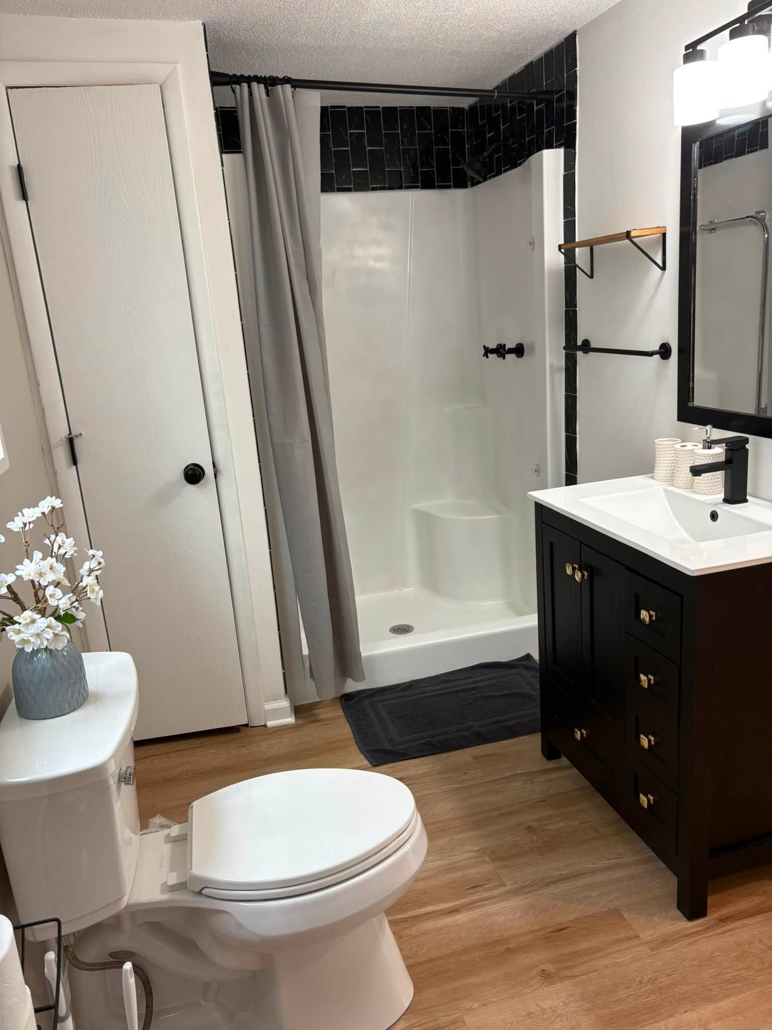 Clean, bright bathroom